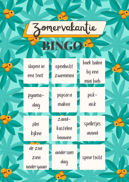 Zomervakantie bingo