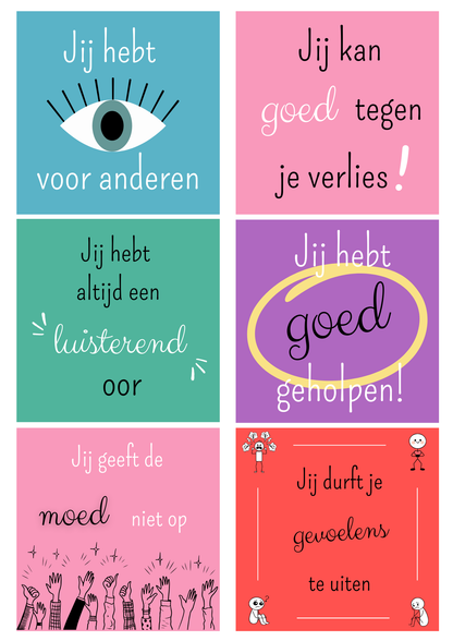 Complimentenkaarten voor kinderen - 48 stuks in doosje -  incl. link naar printables en werkvormen