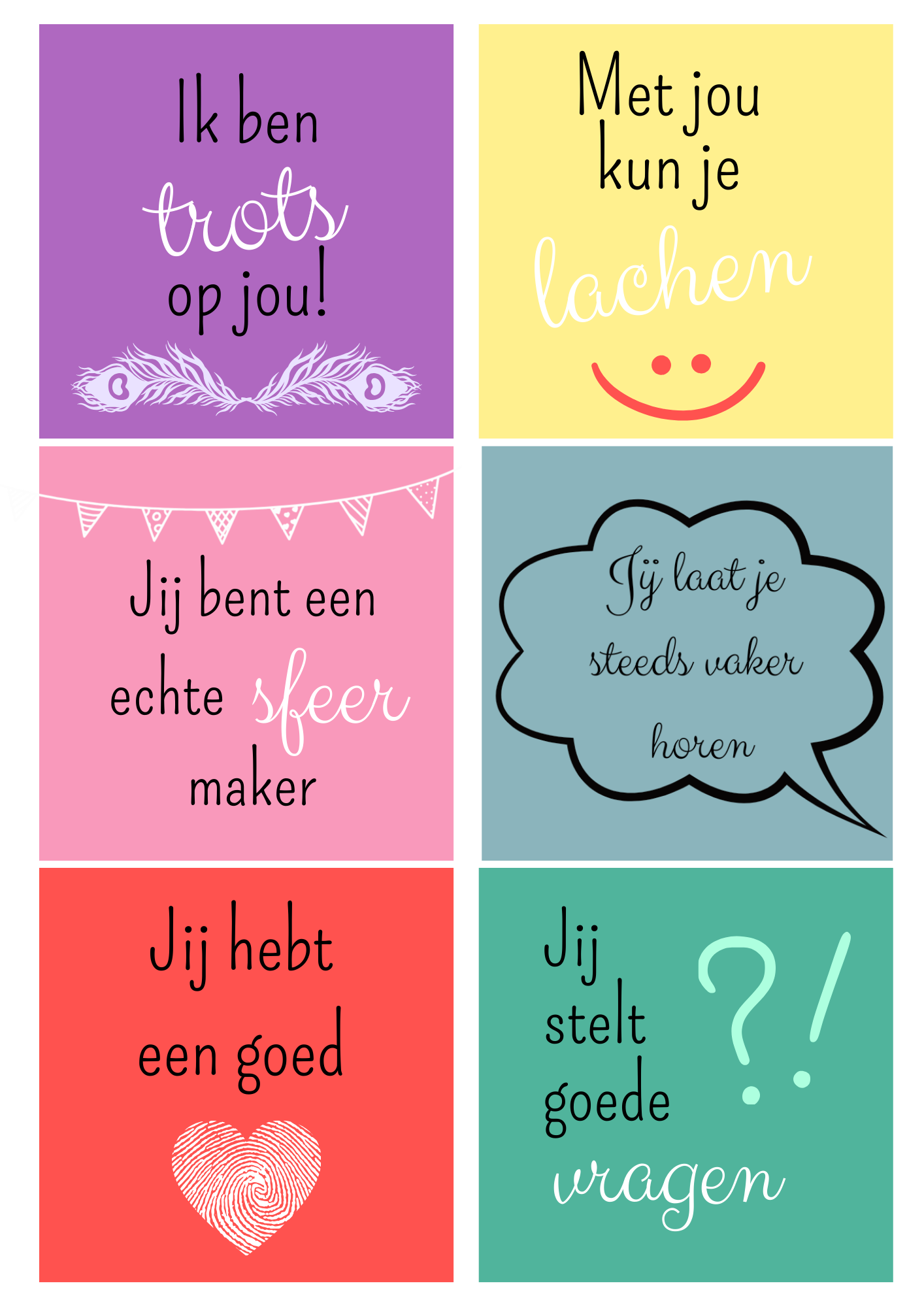 Complimentenkaarten voor kinderen