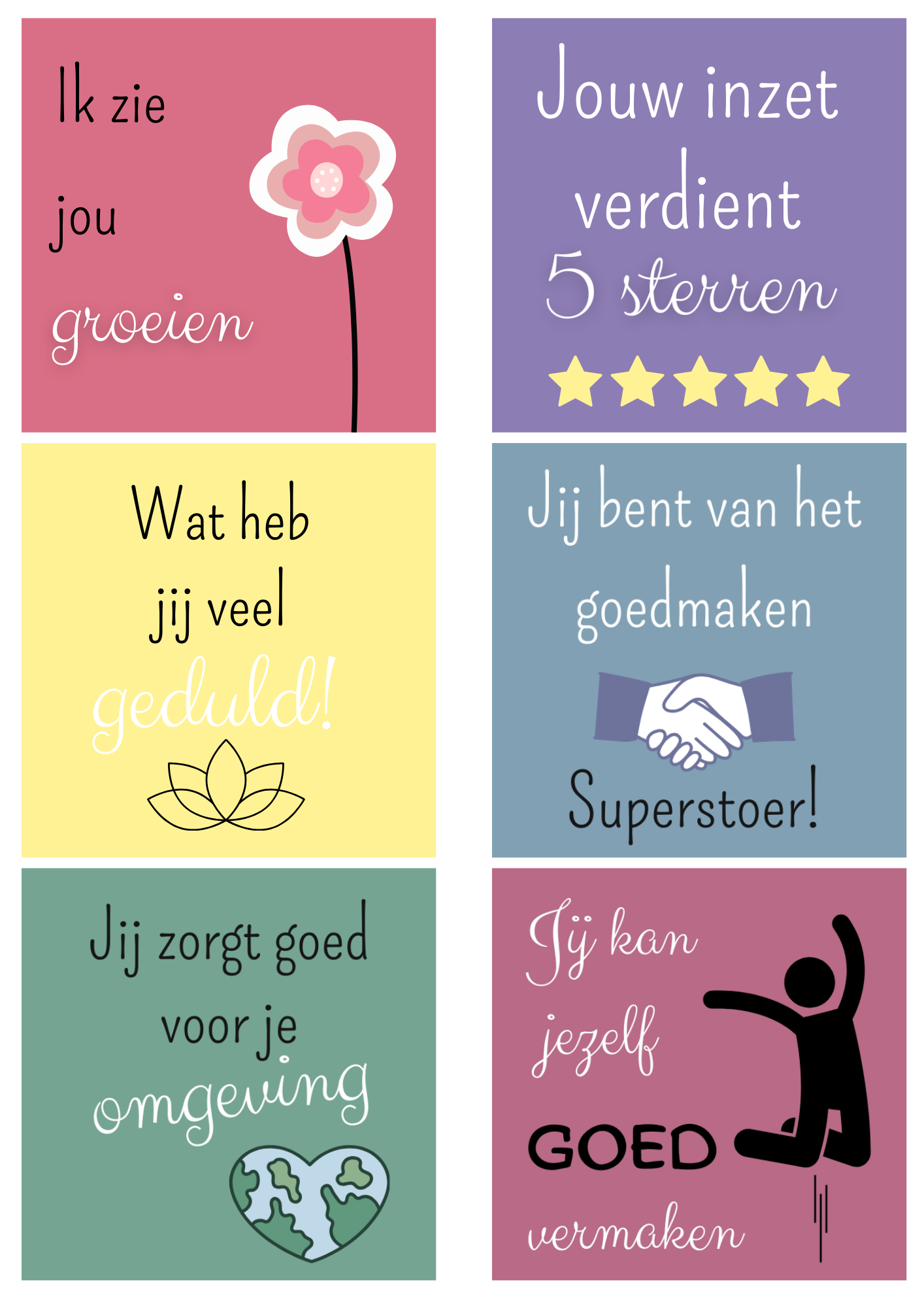 Complimentenkaarten voor kinderen