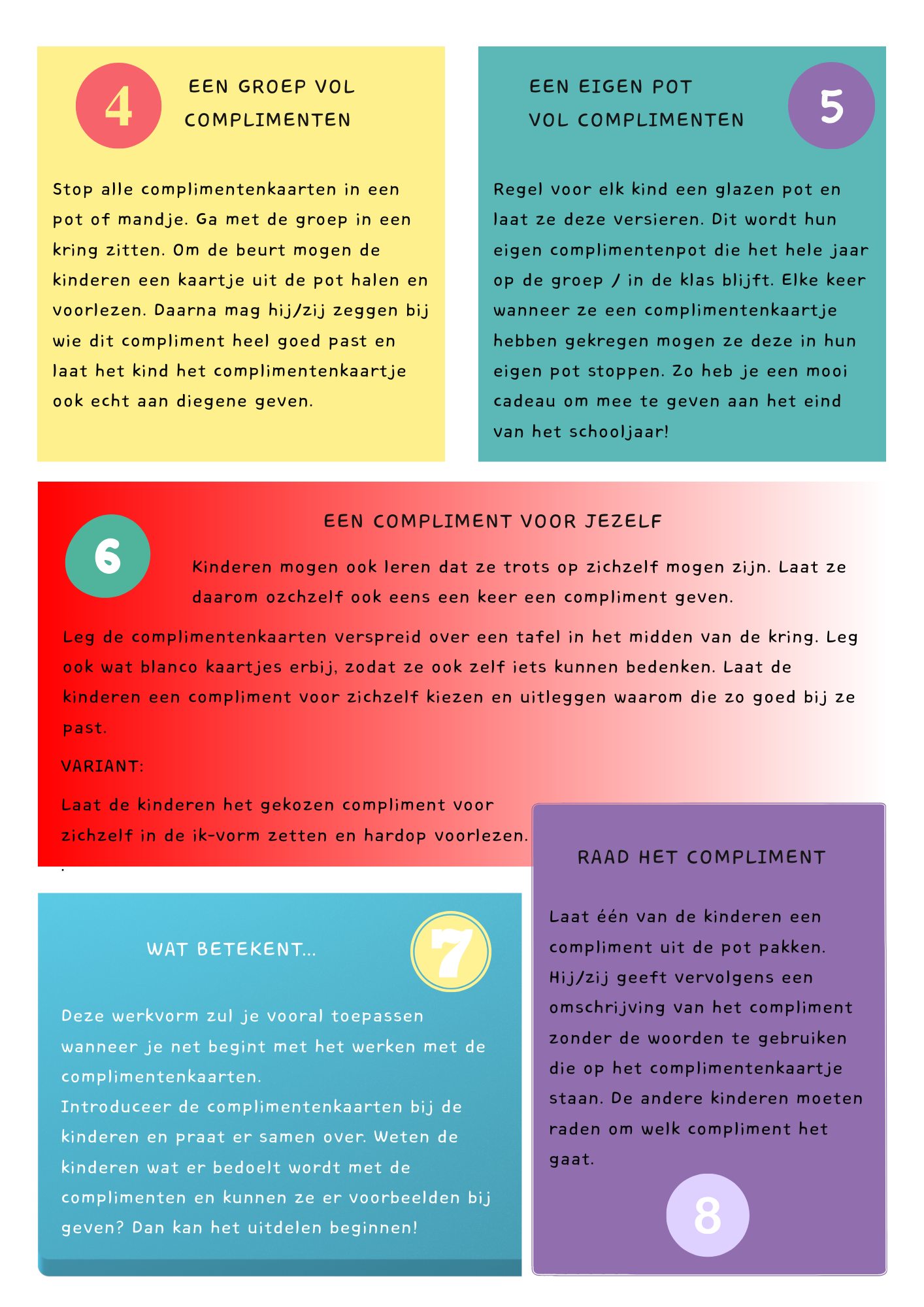 Complimentenkaarten voor kinderen