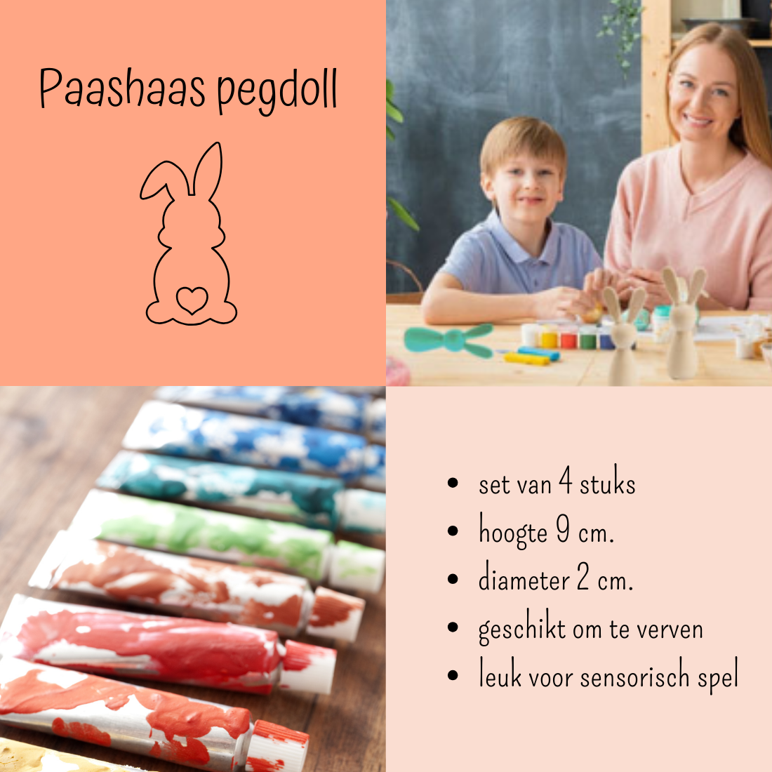 Paashaas pegdoll set van 4