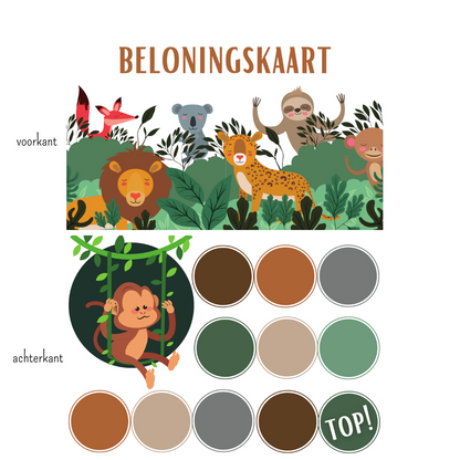 beloningskaarten jungel 5 stuks met stickers