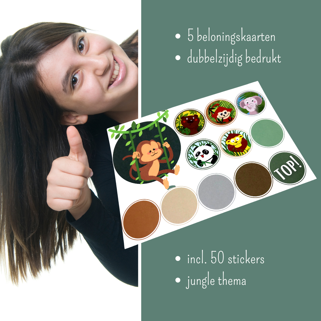 Beloningskaart met stickers jungle