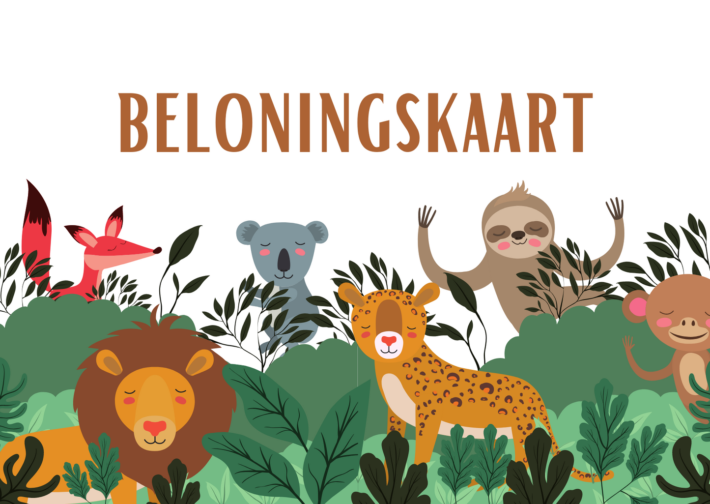 Beloningskaart met stickers jungle